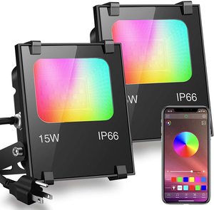 Projecteur LED 15W IP66 à haut lumen, corps en aluminium, contrôle par capteur de lumière, changement de couleur RVB, montage mural, éclairage extérieur pour jardin - Product Image 1