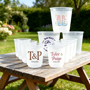 Gobelets en plastique PET transparents personnalisables avec logo imprimé, 16oz, 32oz, 12oz, avec couvercles et pailles pour boissons - Product Image 1