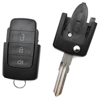 Carcasa de repuesto para llave remota de coche de 3 botones, con función de bloqueo/desbloqueo y bocina, sin chip, con hoja de llave