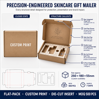 Kraft-Wellpappe-Versandbox mit Einsteckverschluss für Hautpflege-Geschenksets, Weiß Bedruckt, Kundenspezifisch Bedruckte Stanzform-Einlage, OEM ODM Direktvertrieb ab Werk