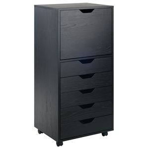 DB Halifax 5-<b>Drawer</b> Tall <b>Storage</b> Cabinet <b>Black</b>-Elegant Organizer - Product Image 1