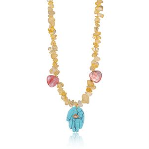 Collar de Cuarzo Rosa en Grava, Piedras Naturales, Cuentas de Gemas, Gargantilla con Colgante de Mano para Mujer - Product Image 6