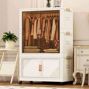 Haogle 3-Layer Double Door Folding Stackable Plastic Children's <b>Wardrobe</b> Space-Saving Modern Design Bedroom Furniture Large - Product Image 2