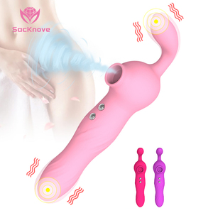 SacKnove 2 Em 1 Vaginal <span class=keywords><strong>Rabbit</strong></span> <span class=keywords><strong>Sex</strong></span> Toys 7 Modo de Sucção 12 Velocidade Dupla Vibração Mamilo Mamilo Estimulação Mulheres Chupando Vibrador - Product Image 1