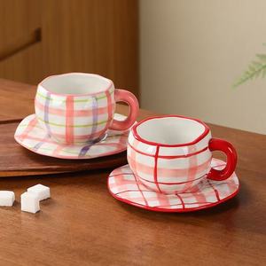 M tazze e piattini in ceramica con fiori dipinti a mano tazze e piatti da caffè creativi tazza da <span class=keywords><strong>Bar</strong></span> stoviglie regalo unico - Product Image 4