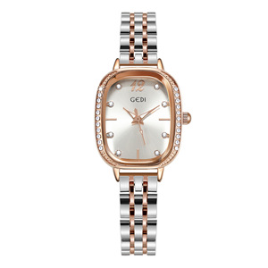 Nuevo reloj para mujer de tamaño pequeño, forma ovalada con diamantes, dos tonos de oro, acero inoxidable, resistente al agua, reloj de cuarzo para estudiantes. - Product Image 5