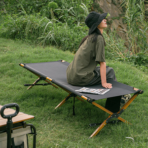 Cama de Campaña Plegable Portátil para Exteriores, Marco de Madera de 190 cm, Capacidad de Carga de 150 kg, para Camping y Picnic - Product Image 2