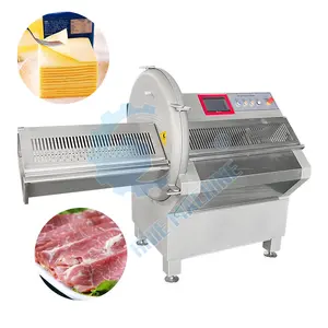 Industrial Electric Sausage Bacon Beef Bone Cutter Meat Slice Cut Machine with Conveyor and Portion