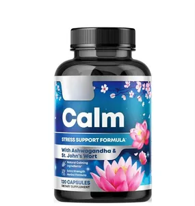 Suplemento para depressão e apoio à calma e ao estresse com magnésio Ashwagandha 5-HTP L-Teanina GABA Natural Relax Focus Relaxar Cápsulas