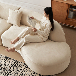 Sofa vải Bắc Âu hiện đại đơn giản phòng khách chống mèo trầy xước sofa nhung mờ sofa xốp hình vòng cung thẳng - Product Image 3