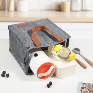 Lunch Bag Insulated Portable Foldable Grey Navy Blue Black Tote With Thickened Aluminum Foil For Food Preservation - Product Image 3
