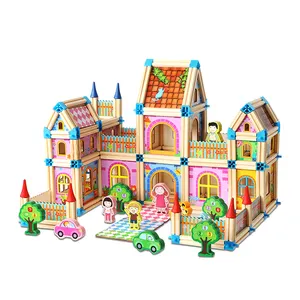 Оптовые продажи сборки кукольный дом игрушка-Конструктор «Вилла», модель домика, Обучающие сборные игрушки «сделай сам», набор строительных игрушек, рождественский подарок для ребенка, цветная коробка Danni