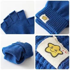 Günstige Kinder Finger lose Handschuhe Halb finger handschuhe Winter Einfarbige Strick handschuhe für Jungen und Mädchen