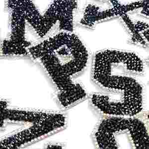 High Quality Sticker DIY Accessories 5.5cm Sliver Edge Colorful Crystal AB Rhinestone Letter Patches <b>Applique</b> - Product Image 3