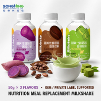Poudre de milkshake directement de l'usine, 50g, remplacement de repas pour le petit-déjeuner, pack de 3 saveurs : cacao, matcha, patate douce violette