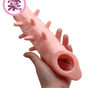 Manchon en silicone pour pénis Particle Wolf Tooth Cover, épaissi et allongé, jouet sexuel pour stimulation adulte, contrôle manuel, caoutchouc souple - Product Image 1
