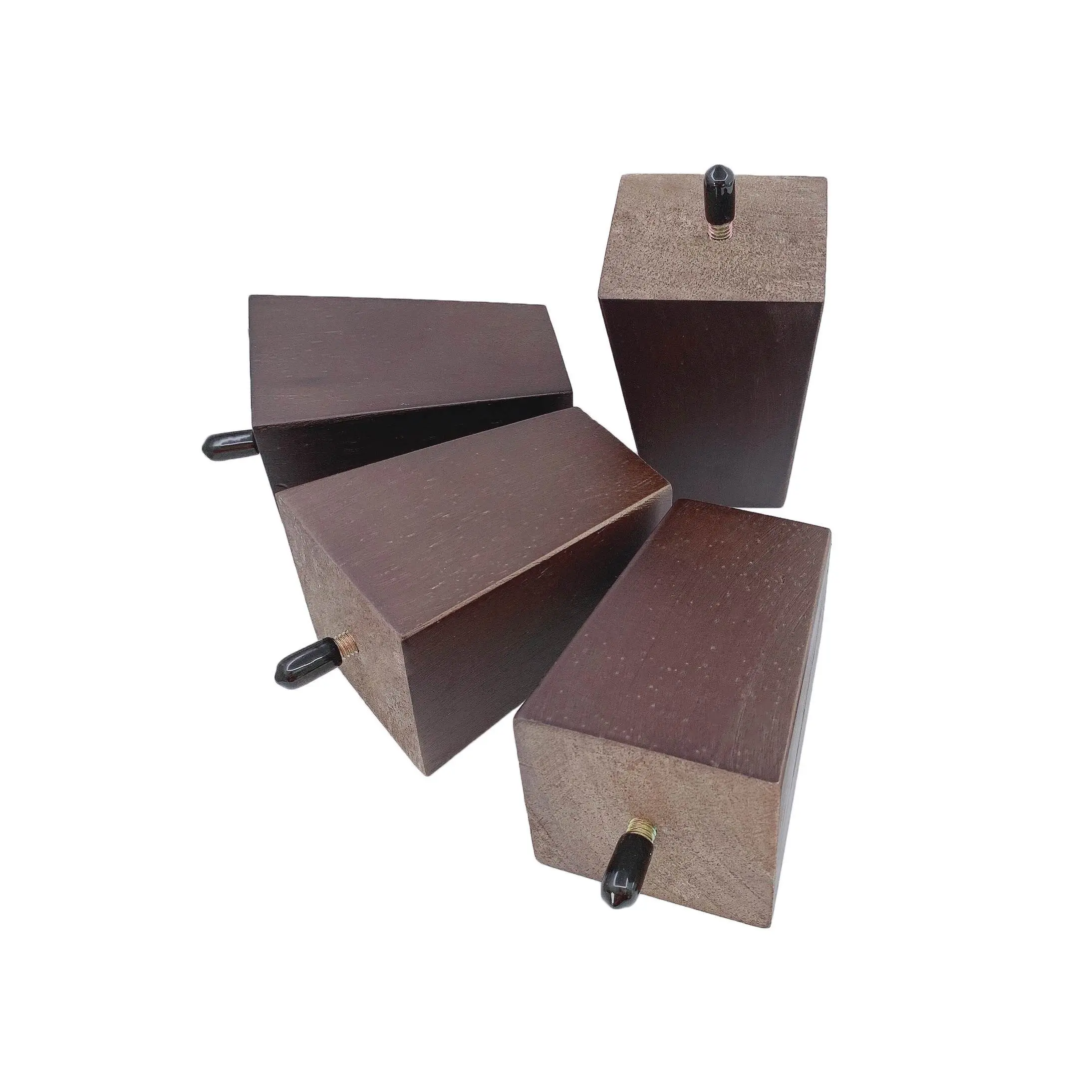 Amazon Hot Selling 3 4 5 6 Zoll Walnuss braun schwarz Ersatz gummi Quadrat Holz Möbel Sofa Beine