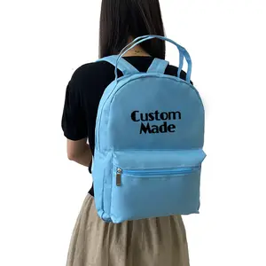 Customized Logo 600D Polyester Cheap Price Blue Color Light Weight Backpack Kids Like Large Room School Backpack