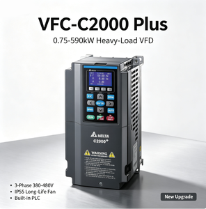 อินเวอร์เตอร์มอเตอร์ AC รุ่นใหม่ C2000 Plus VFD 3 เฟส 460V IP20 ควบคุมแบบเวกเตอร์ STO พร้อม PLC ในตัว 10K Steps สำหรับควบคุมความเร็วมอเตอร์คอมเพรสเซอร์ - Product Image 1