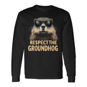 Camiseta de manga larga Respect The Groundhog con diseño vintage del Día del Marmota - Product Image 1
