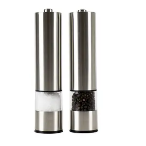 Electric Salt and Pepper Grinder Set Automatic Salt Pepper Mills with Light Battery Operated Salt and Pepper Shakers with Stand
