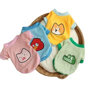 Sweat-shirt pour animaux de compagnie, motif de dessin animé d'animaux mignons, pour chiens et chats, vêtements d'extérieur pour le printemps et l'automne, bleu, vert, jaune, rose - Product Image 5
