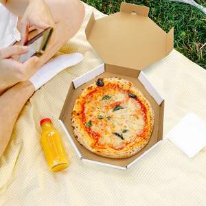 Cajas de Pizza Octagonales Blancas de Cartón Kraft, Caja de Pizza Corrugada, Cajas de Embalaje para Llevar Comida, para Galletas, Pasteles, Tartas, Recuerdos de Fiesta - Product Image 6