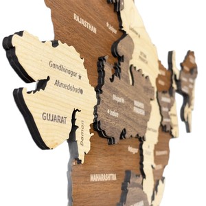 Rompecabezas de Mapa de la India, Decoración de Pared de Madera, Estados y Ciudades Grabados, Decoración para Oficina y Hogar - Product Image 5