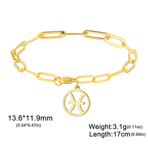 Pulsera de cadena <span class=keywords><strong>con</strong></span> clip de papel para mujer, constelación de acero inoxidable, Sagitario, Aries, cáncer, Leo, Virgo, regalo de joyería - Product Image 6
