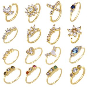 Anneau de nez en or véritable avec cristal naturel et zircon, motif papillon et cœur, en fil de cuivre sans soudure, cadeau de mariage - Product Image 2