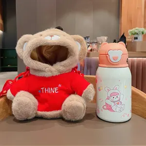 2022 New Design Custom Bear Jacket Drinking Double Wall Stainless Steel Thermos Vacuum Flasks