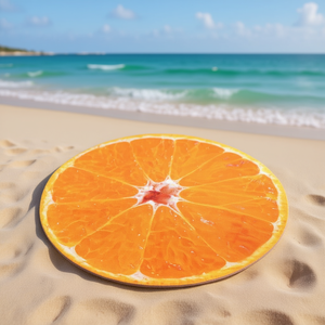 Asciugamano da spiaggia Buonic con stampa arancione, 148x150 cm, asciugamano rotondo per piscina e spiaggia - Product Image 2