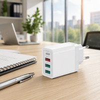 Chargeur mural électrique rapide HNT Wholesale 32W GaN 4 ports PD QC, adaptateur secteur multi-prises EU/US/UK/AU pour appareil photo, ordinateur portable, OEM CE FCC