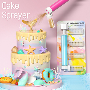 Hướng dẫn sử dụng nhựa Airbrush bột phun Kit cho Baking-Bánh trang trí công cụ bơm màu khăn lau bụi ống chuyên nghiệp thiết kế bánh - Product Image 1