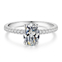 Bague en argent sterling 925 avec moissanite ovale, forme poire, pour femme, ajustable, cadeau, bijoux personnalisés en moissanite