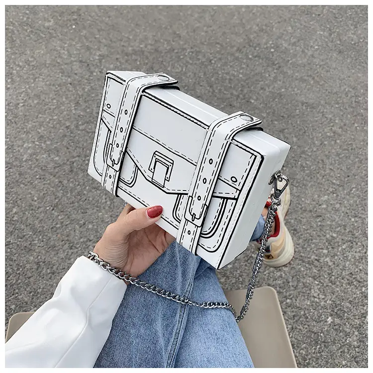 New 2021 fashion personality 3D cartoon chain shoulder purses women box bag