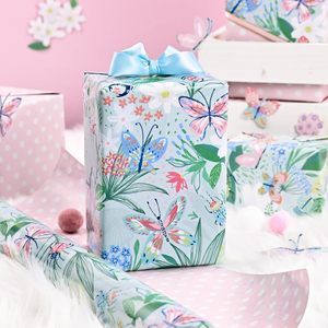 Butterfly Floral <b>Wrapping</b> <b>Paper</b> Roll 47.23 Sq Ft Double Side Art <b>Paper</b> For Baby Shower Birthday Wedding - Product Image 2