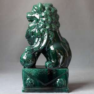 Statue Feng Shui de <span class=keywords><strong>chien</strong></span> Fu de la dynastie Tang en <span class=keywords><strong>porcelaine</strong></span> émaillée tricolore de grande taille, style animalier - Product Image 3