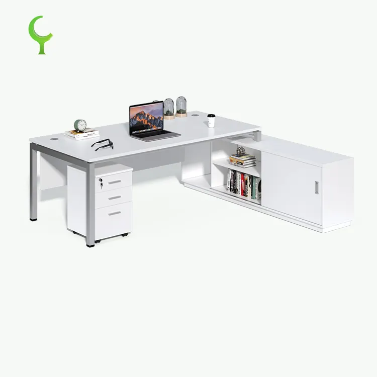 Desain kustom Retro klasik furnitur kantor CEO kayu meja manajer meja eksekutif dengan laci industri meja kantor bos