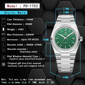 PAGANI DESIGN PD-1753 Men's Automatic <b>Mechanical</b> Wristwatch Sport Coated Sapphire Clock 40MM Business <b>Watch</b> for Men - Product Image 6