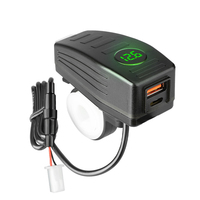 Chargeur USB pour moto PD 30W + 18W, prise de charge rapide 12V/24V, voltmètre numérique, support de guidon, chargeur de téléphone pour moto