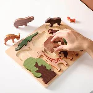 מותאם אישית תינוק צעצועי 3d עץ פאזל יער בעלי חיים פאזל לוח מוקדם חינוכי מונטסורי עץ צעצועים לילדים מתנות