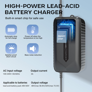 Cargador de bicicleta eléctrica de alta potencia de 48V/60V 3A adecuado para varios modelos con baterías de plomo-ácido y varios enchufes disponibles - Product Image 5