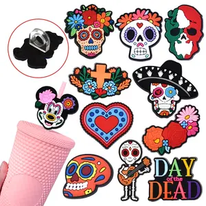 Breloques en paille, drapeau de couleur du mexique, le jour des morts de los muertos, crâne en sucre, en pvc