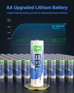 EBL 3500mAh Lot de 8 piles sèches au lithium-fer AA 1,5V non rechargeables, super lithium, longue durée, double A - Product Image 2