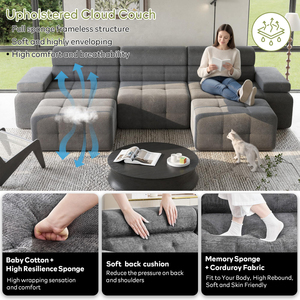 Traje de Negocios para Mujer, Sofá Cuadrado Tapizado de Alta Calidad en Color Mocha Bouclé para Apartamento, con Compresión y Embalaje para Alquiler. ¡Obtén Muestras Gratis! - Product Image 2