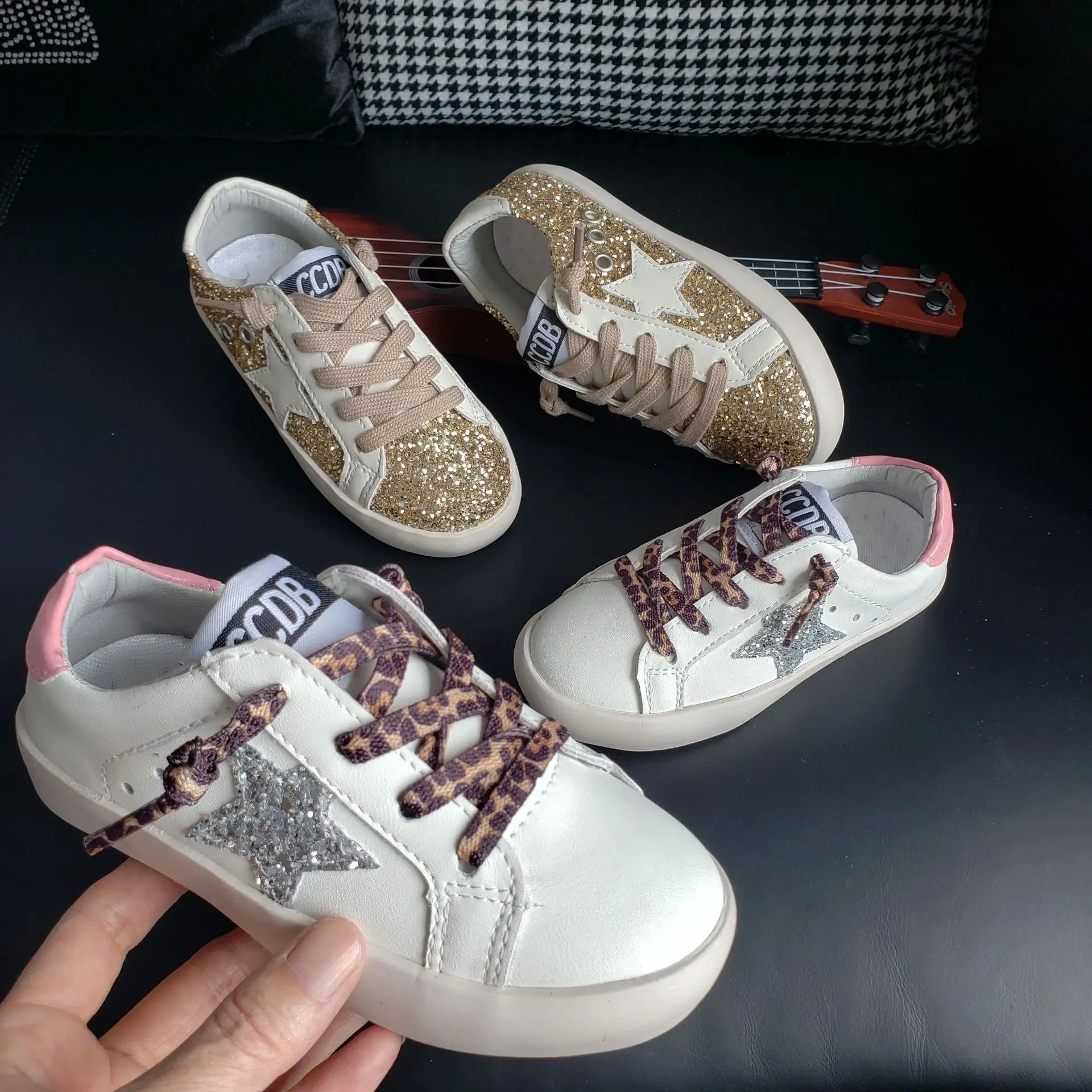 US size lace up Winter kids gold-en goose sneakers Boys and Girls Glitter Star Distress retro inspired dirtier casual Shoes