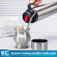 Ensemble de tasses à maté en acier inoxydable à double paroi avec bombillas, comprenant une gourde à maté, une paille, une brosse de nettoyage et un ensemble de façonneurs à thé