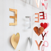 Guirlande florale en papier décoratif en forme de cœur « I LOVE YOU » en or rose et rose pour la Saint-Valentin, mariage, fête, ou latte art