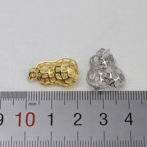 Pendentif en argent S925 en forme d'arachide, collier pour femme, chaîne de clavicule avec perle de 4 mm, support vide, accessoire de bricolage, produit semi-fini 1473 - Product Image 3